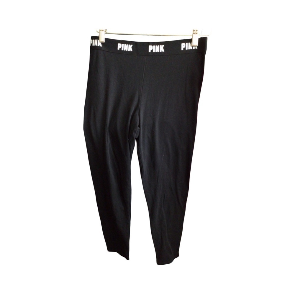 PINK Victoria's Secret Black Leggings with White Logo